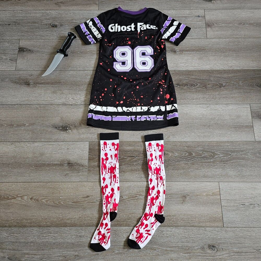 Spirit Halloween Ghost Face Ghostface Scream Jersey Dress Childs M 8-10 Costume - Picture 5 of 7